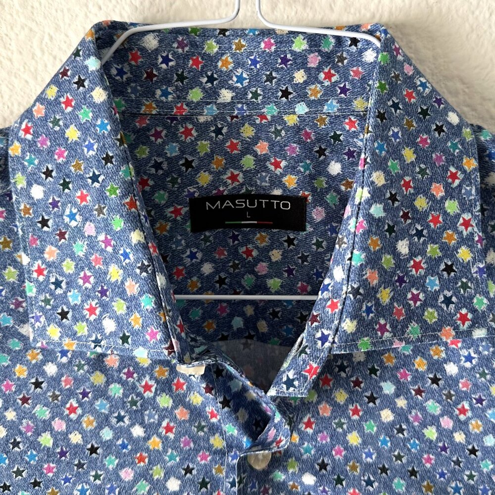 Masutto - Long Sleeve Dress Button Up Shirt - Size L